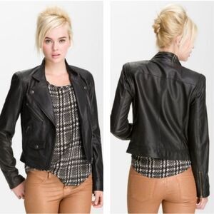 Truth And Pride Perforated Leather Moto Jacket in Black